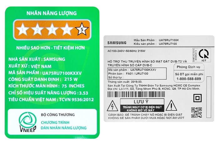 Smart Tivi Samsung 4K 75 inch UA75RU7100 Màu Đen