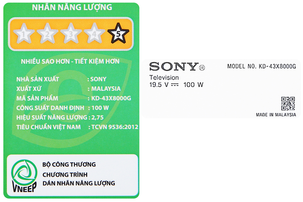 Android Tivi Sony 4K 43 inch KD-43X8000G Màu Đen