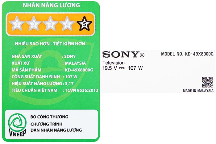 Android Tivi Sony 4K 49 inch KD-49X8000G Màu Đen