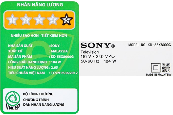 Android Tivi Sony 4K 55 inch KD-55X8000G Màu Đen