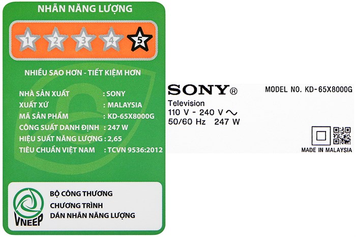 Android Tivi Sony 4K 65 inch KD-65X8000G Màu Đen