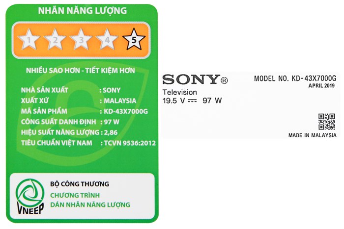 Smart Tivi Sony 4K 43 inch KD-43X7000G Màu Đen