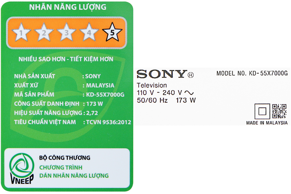 Smart Tivi Sony 4K 55 inch KD-55X7000G Màu Đen