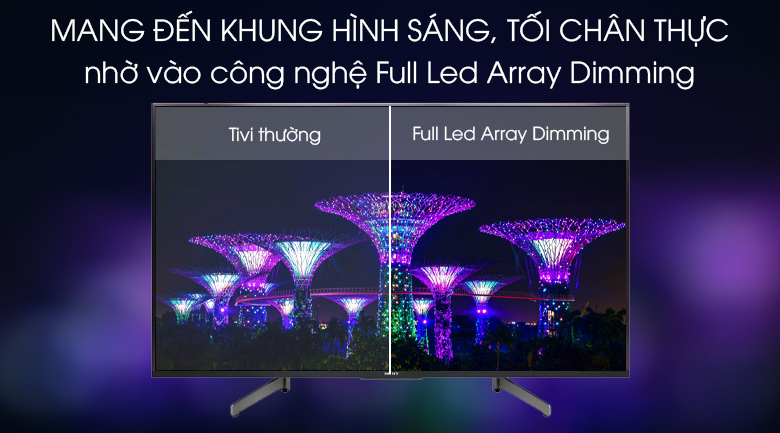 Công nghệ S-Force Front Surround trên tivi Android Tivi Sony 4K 49 inch KD-49X8500G Android Tivi Sony 4K 49 inch KD-49X8500G Mẫu 2019 - Công nghệ Full Led Array Dimming giúp cân bằng sáng tối ưu