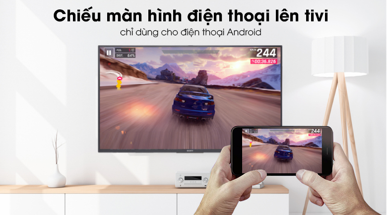 Chiếu màn hình điện thoại lên tivi - Android Tivi Sony 49 inch KDL-49W800G Mẫu 2019
