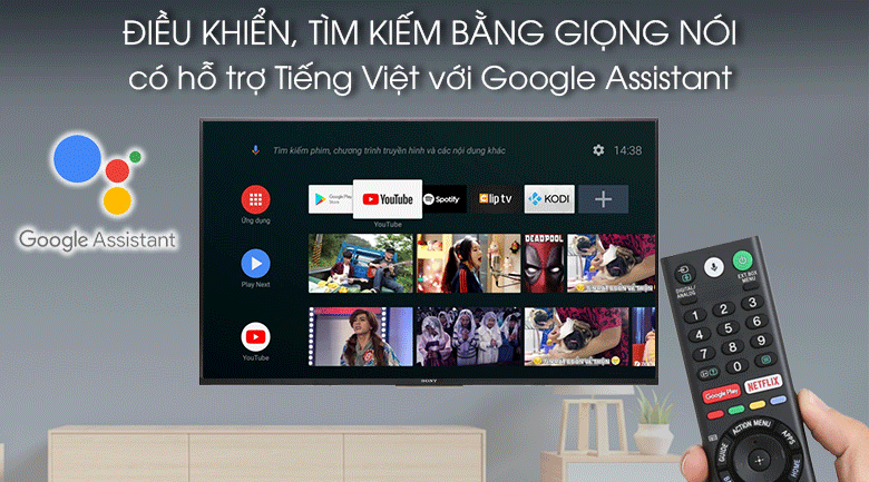Android Tivi Sony 4K 75 inch KD-75X8000G- Remote thông minh cùng Google Assistant giúp điều khiển, tìm kiếm bằng giọng nói tiếng Việt nhanh chóng
