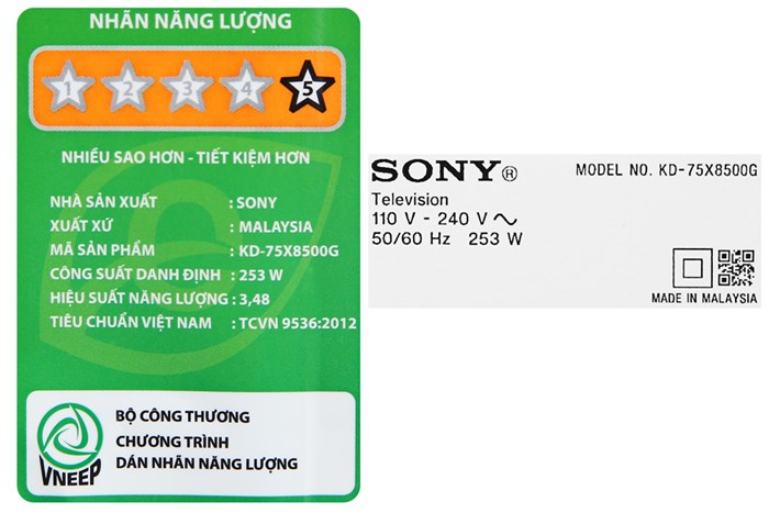 Android Tivi Sony 4K 75 inch KD-75X8500G Màu Đen