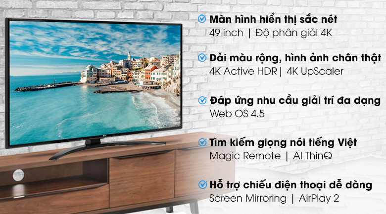 Smart Tivi LG 4K: Chiêm ngưỡng hình ảnh chân thực và sống động như đang trải nghiệm truyền hình thực tế cùng Smart Tivi LG 4K. Với độ phân giải cao và tính năng thông minh tiên tiến, chắc chắn sẽ mang đến cho bạn trải nghiệm giải trí tuyệt vời.