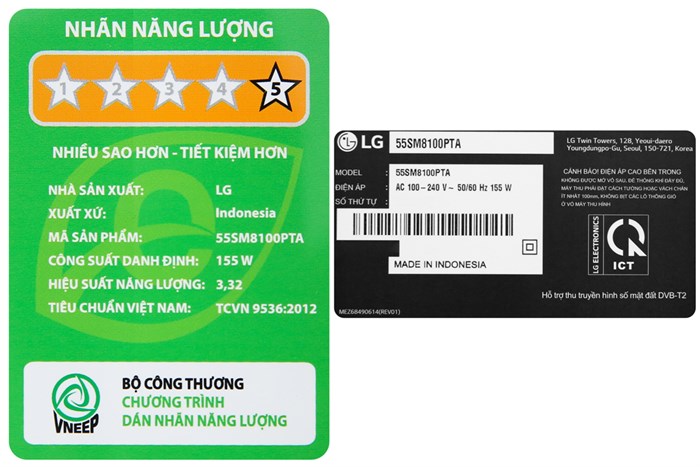 Smart Tivi NanoCell LG 4K 55 inch 55SM8100PTA Màu Đen