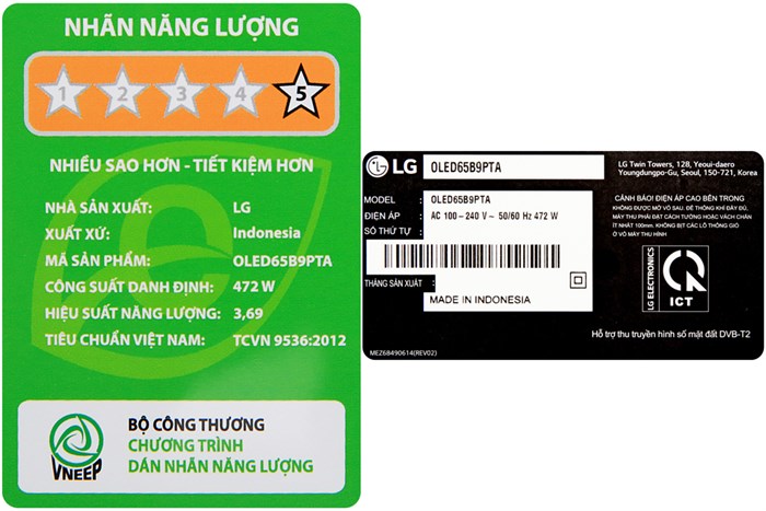 Smart Tivi OLED LG 4K 65 inch 65B9PTA Màu Đen