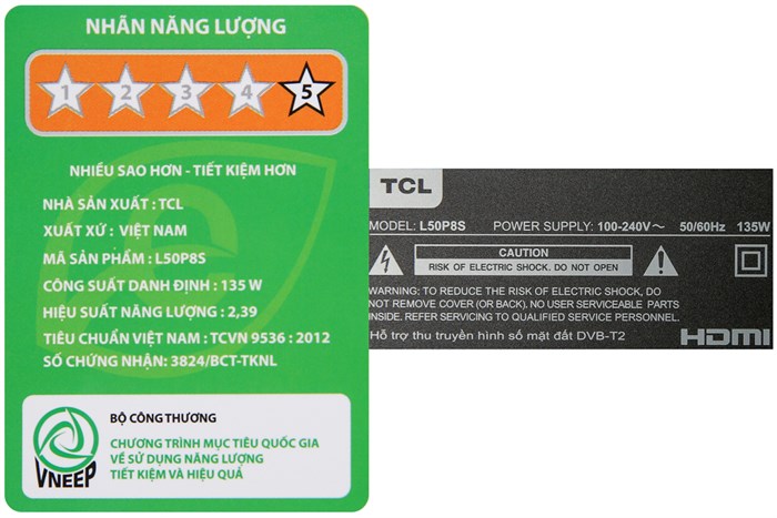 Android Tivi TCL 4K 50 inch L50P8S Màu Đen