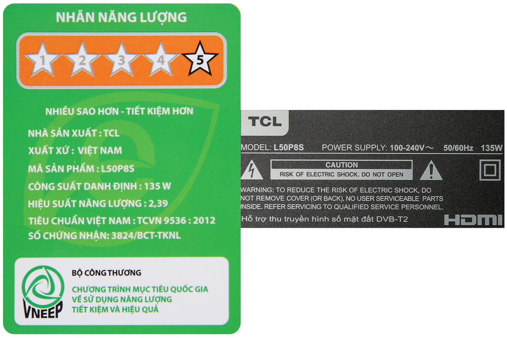 Android Tivi TCL 4K 50 inch L50P8S Màu Đen