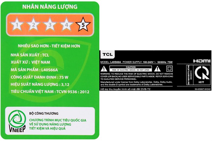 Android Tivi TCL 40 inch L40S66A Màu Đen