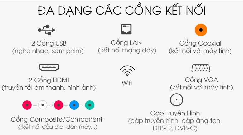 Tivi Sanco 43 inch H43V300 Cổng kết nối