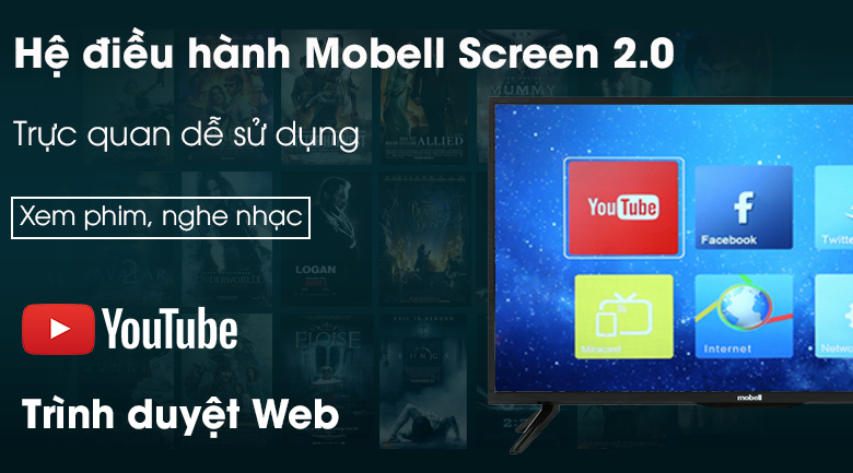 Hệ điều hành Mobell Screen 2.0 - Smart Tivi Mobell 32 inch 32W600A1