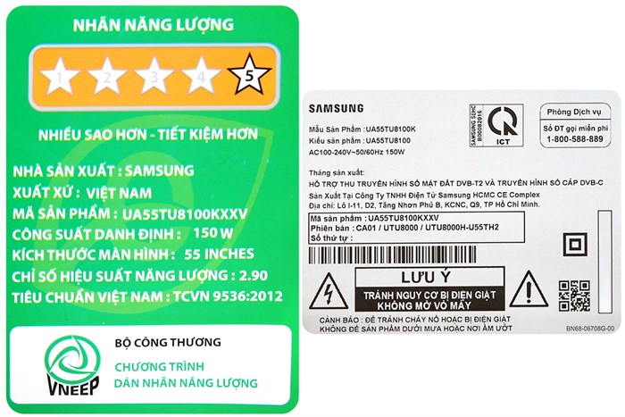 Smart Tivi Samsung 4K Crystal UHD 55 inch UA55TU8100 Màu Đen