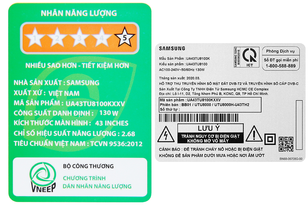 Smart Tivi Samsung 4K Crystal UHD 43 inch UA43TU8100 Màu Đen