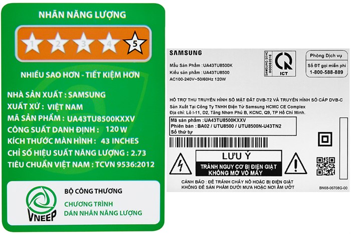 Smart Tivi Samsung 4K 43 inch UA43TU8500 Màu Đen