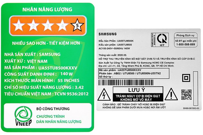 Smart Tivi Samsung 4K Crystal UHD 55 inch UA55TU8500 Màu Đen