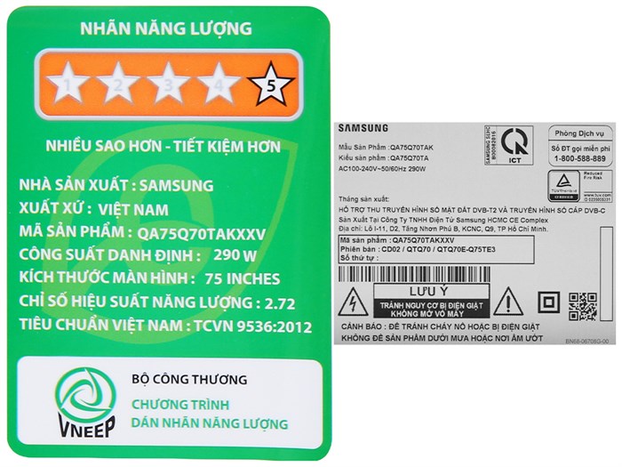 Smart Tivi QLED Samsung 4K 75 inch QA75Q70T Màu Đen