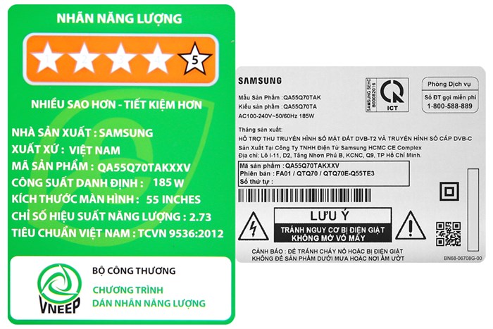 Smart Tivi QLED Samsung 4K 55 inch QA55Q70T Màu Đen