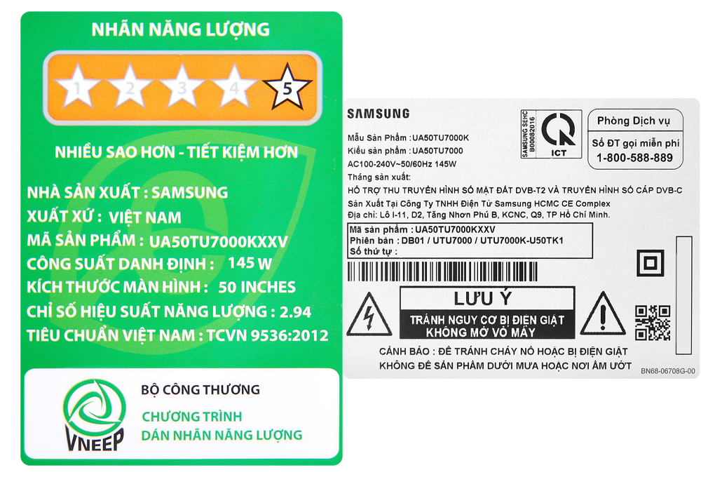 Smart Tivi Samsung 4K Crystal UHD 50 inch UA50TU7000 Màu Đen