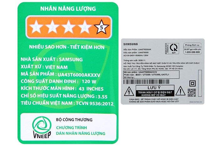 Smart Tivi Samsung 43 inch UA43T6000 Màu Đen
