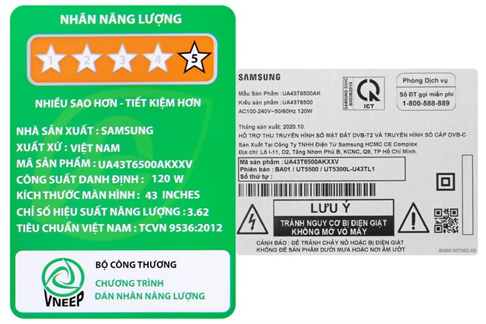 Smart Tivi Samsung 43 inch UA43T6500 Màu Đen