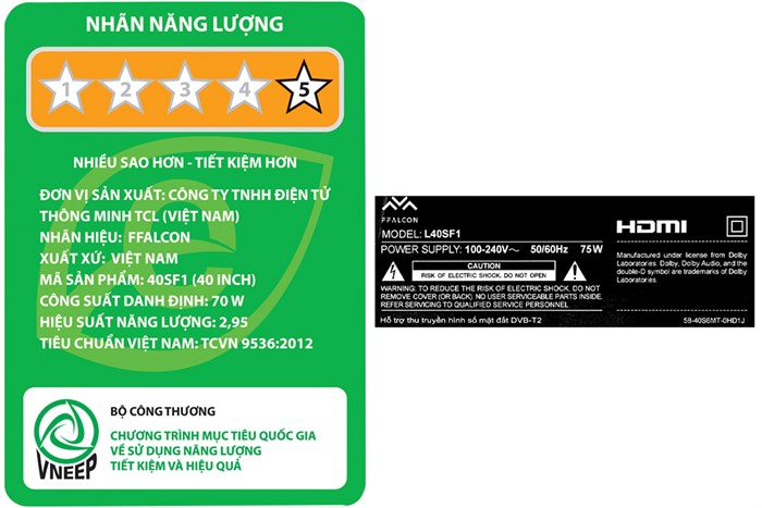 Smart Tivi FFalcon 40 inch 40SF1 Màu Đen