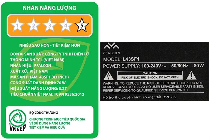 Smart Tivi FFalcon 43 inch 43SF1 Màu Đen