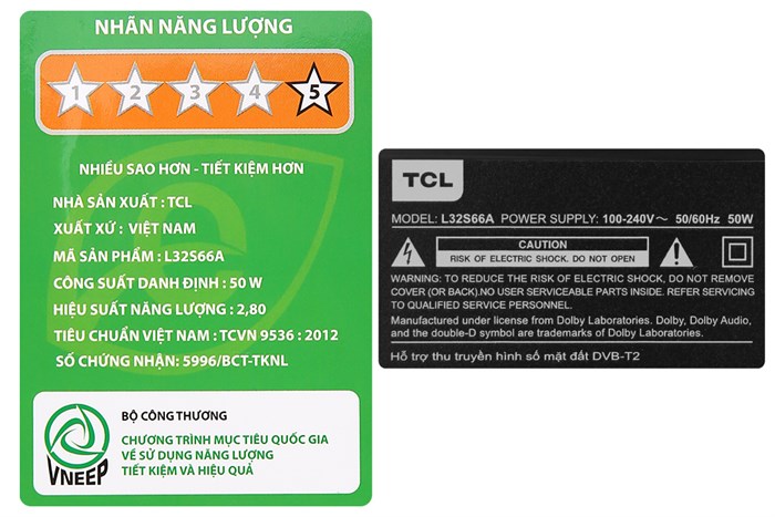 Android Tivi TCL 32 inch L32S66A Màu Đen