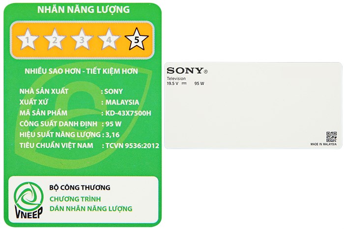 Android Tivi Sony 4K 43 inch KD-43X7500H Màu Đen