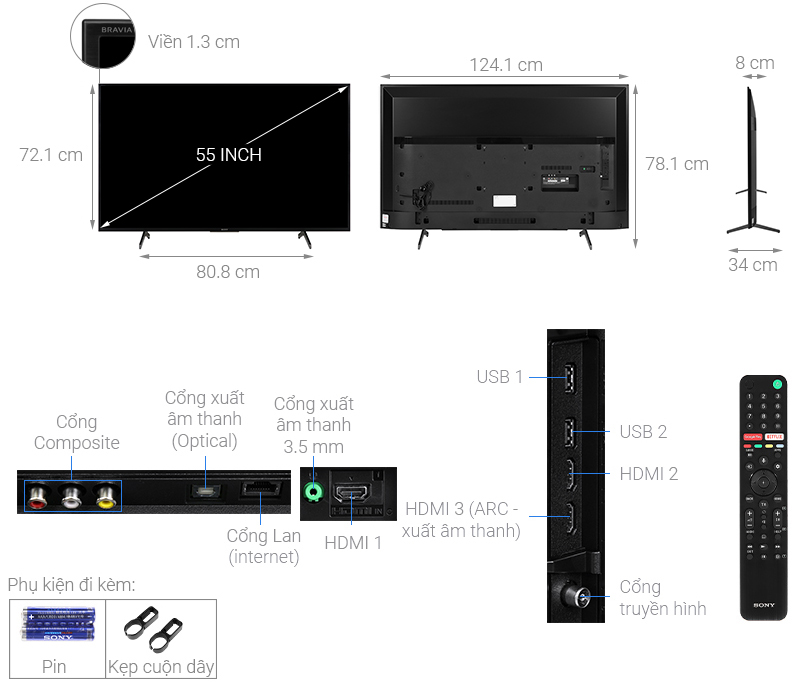 Android Tivi Sony 4K 55 inch KD-55X7500H