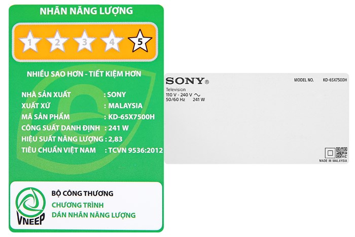 Android Tivi Sony 4K 65 inch KD-65X7500H Màu Đen