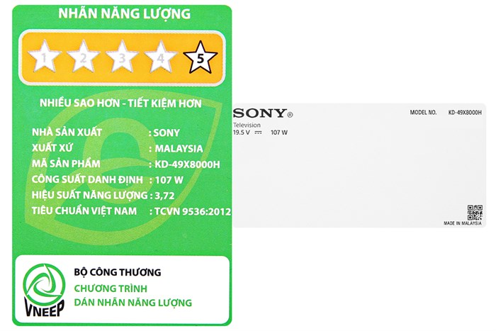 Android Tivi Sony 4K 49 inch KD-49X8000H Màu Đen