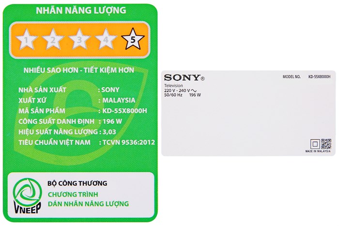Android Tivi Sony 4K 55 inch KD-55X8000H Màu Đen