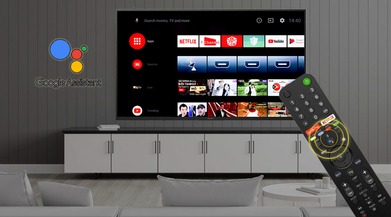 Android Tivi Sony 4K 75 inch KD-75X8000H - Remote thông minh