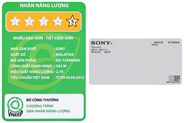 Android Tivi Sony 4K 75 inch KD-75X8000H Màu Đen