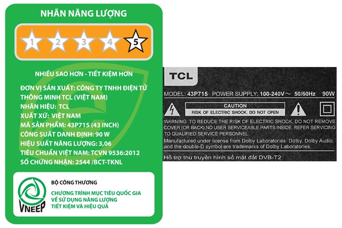 Android Tivi TCL 43 inch 43P715 Màu Đen