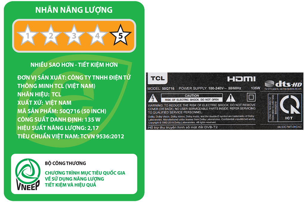 Android Tivi QLED TCL 4K 50 inch 50Q716 Màu Đen