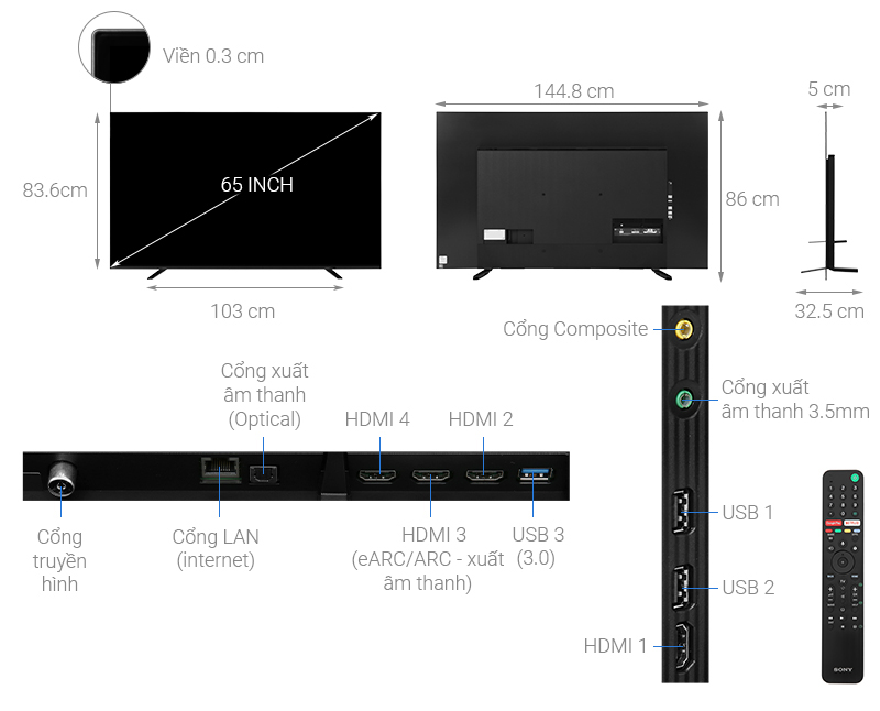 Android Tivi OLED Sony 4K 65 inch KD-65A8H