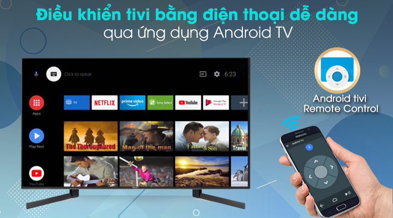 Android Tivi Sony 4K 49 inch KD-49X9500H - Điều khiển qua ứng dụng Android TV  điện thoại