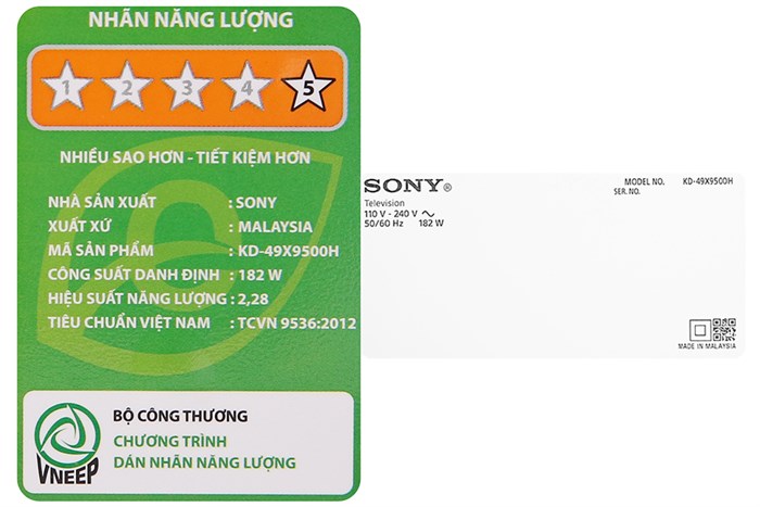 Android Tivi Sony 4K 49 inch KD-49X9500H Màu Đen