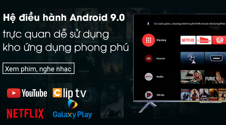 Android Tivi QLED TCL 4K 55 inch 55Q716 - Hệ điều hành Android 9.0