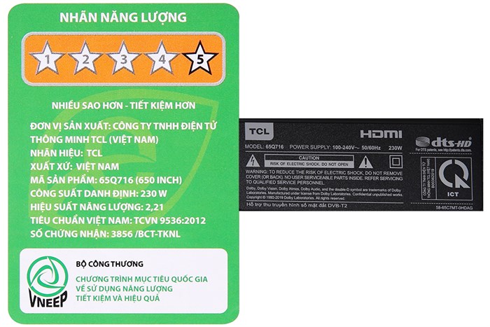 Android Tivi QLED TCL 4K 65 inch 65Q716 Màu Đen