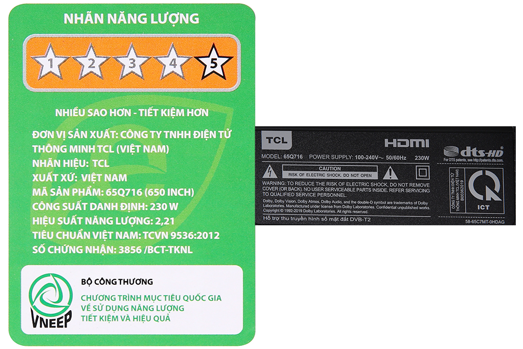 Android Tivi QLED TCL 4K 65 inch 65Q716 Màu Đen