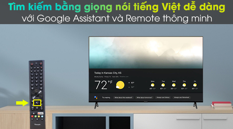 Tìm kiếm giọng nói - Android Tivi Vsmart 4K 50 inch 50KD6800