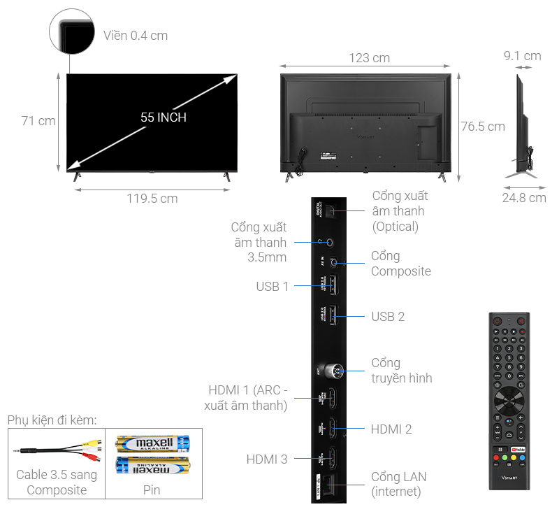 Android Tivi Vsmart 4K 55 inch 55KD6800