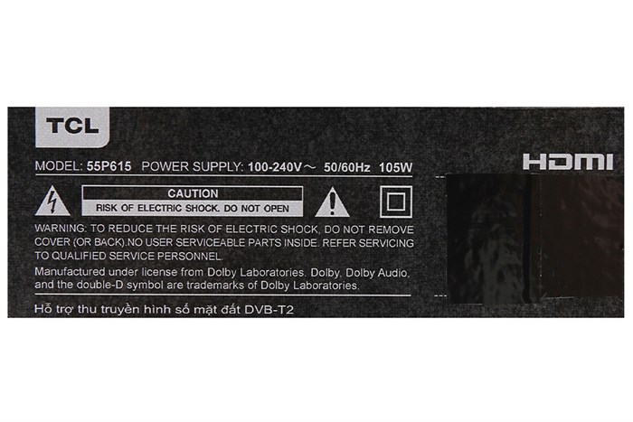 Android Tivi TCL 4K 55 inch 55P615 Màu Đen