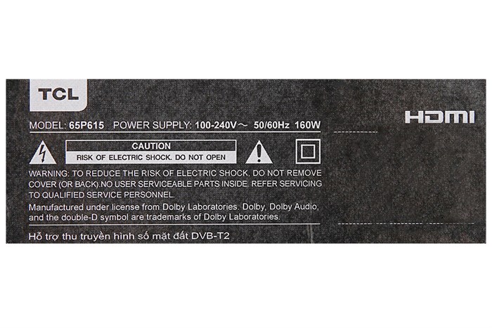 Android Tivi TCL 4K 65 inch 65P615 Màu Đen
